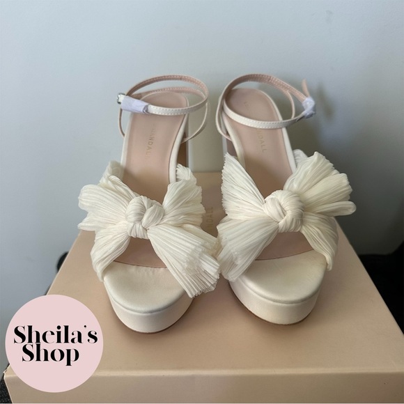 NIB Loeffler Randall Natalia Pearl Platform Bow Heel Sandals Size 37 - Picture 2 of 7